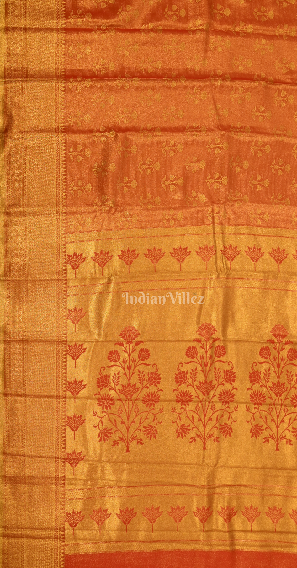 Exclusive Red Orange Pure Kanjivaram Tissue Silk Saree 