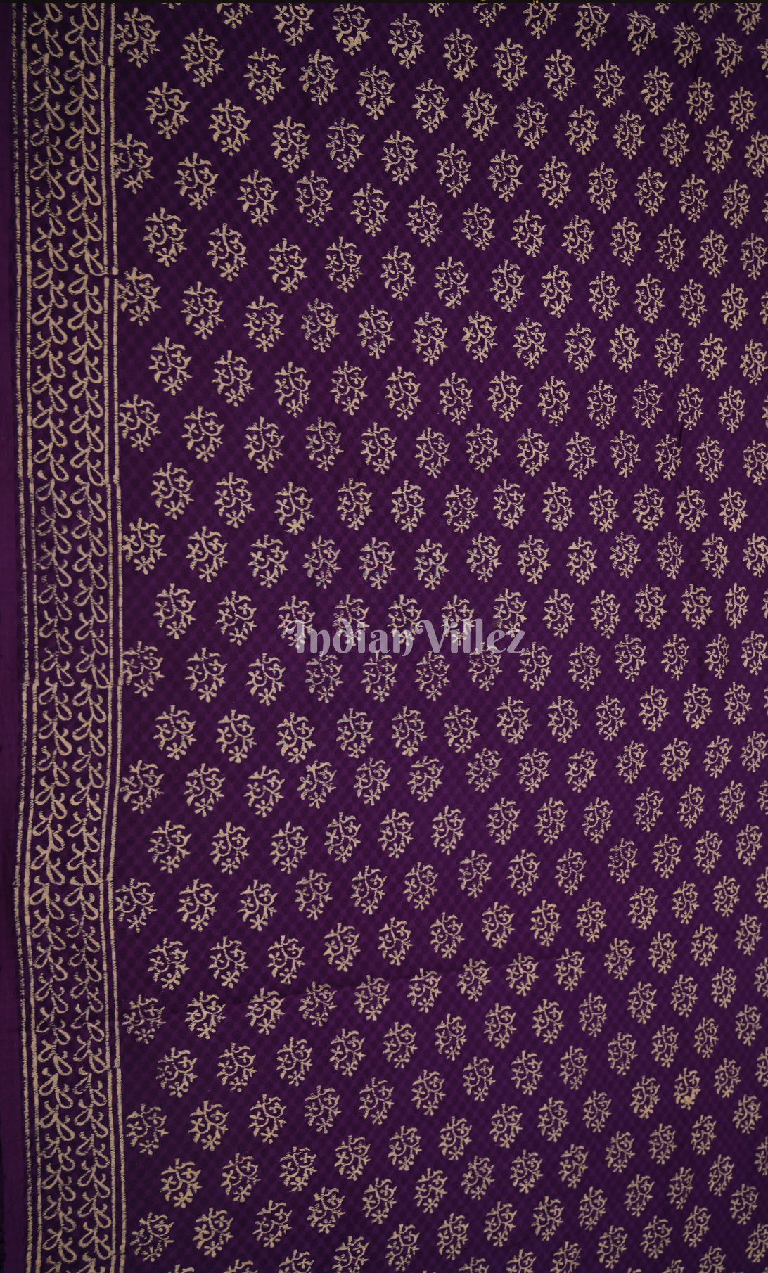 Purple Green Block Printed Chanderi Silk Suit Sets 