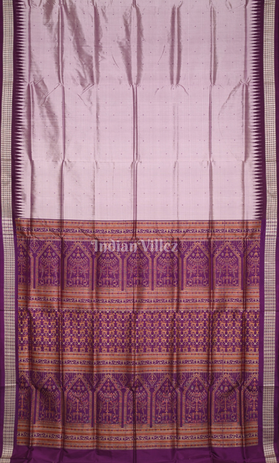 Lavendar Purple Odisha Ikat Bomkai Sambalpuri Silk Saree