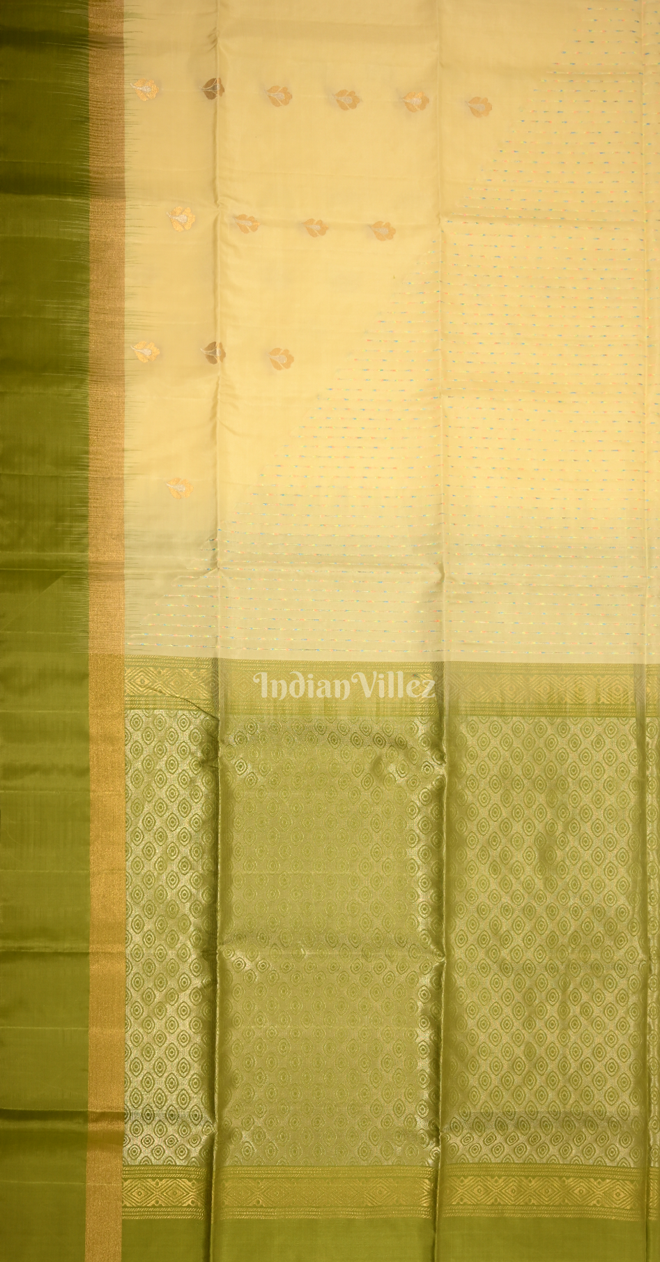 Pastel Green Golden Zari Pure Kanjivaram Soft Silk Saree