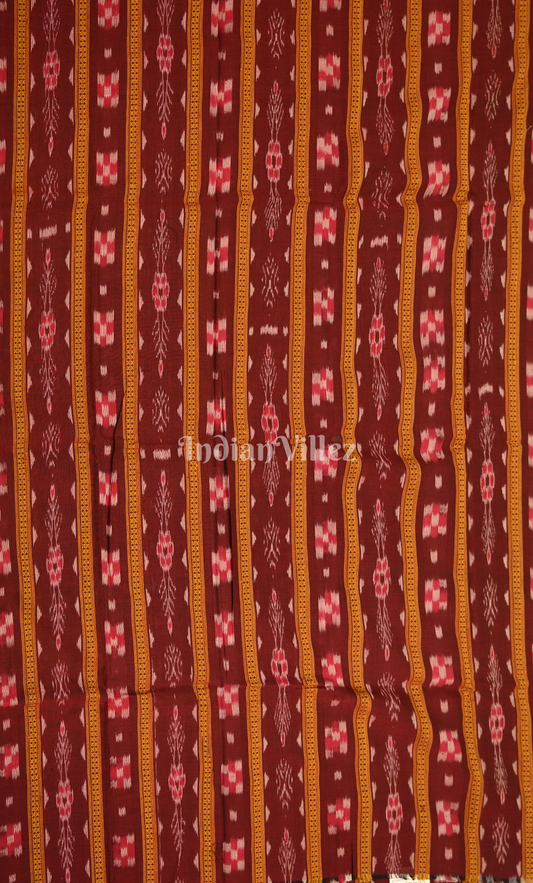 Maroon Pasapali Flower Odisha Ikat Sambalpuri Cotton Dress set with Dupatta