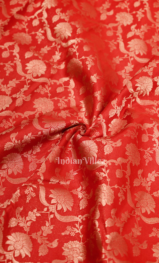 Red with Golden Floral Brocade Pure Kanjivaram Silk Saree