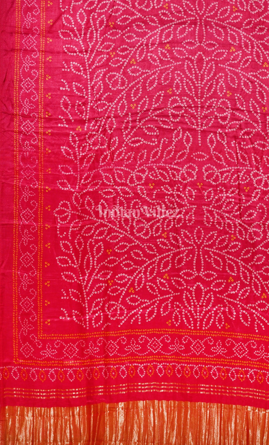 Rani Pink Bandhej Gajji Silk Saree