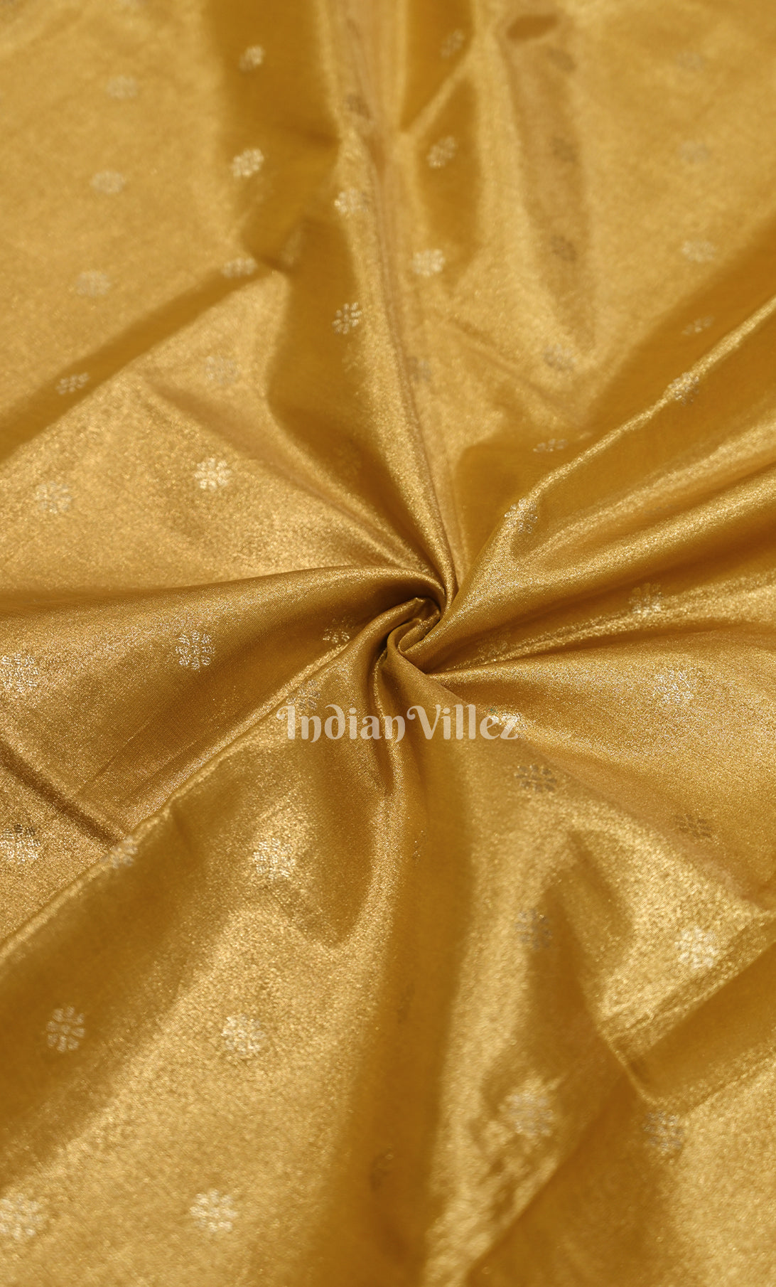 Golden Yellow Butti Design Pure Kanjivaram Tissue Silk Saree