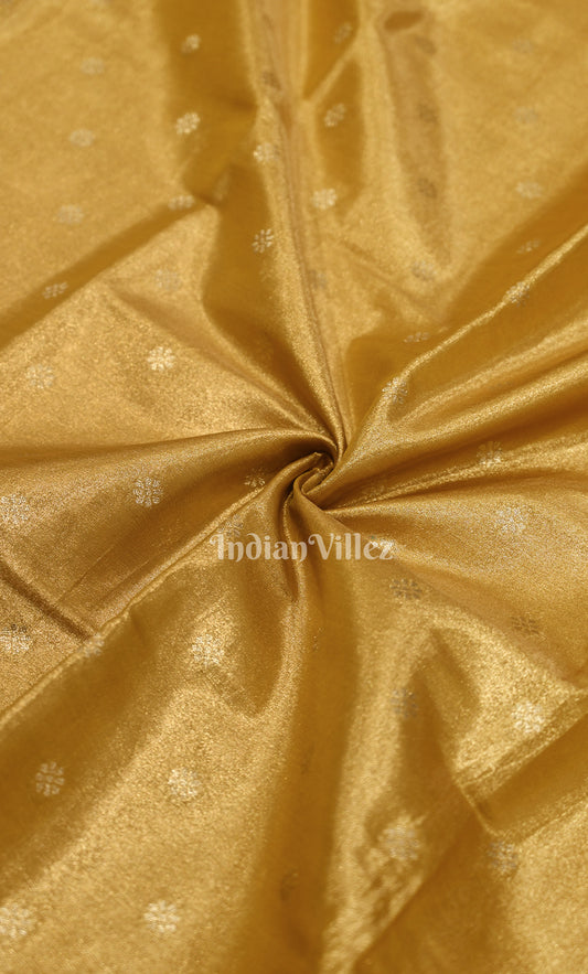 Golden Yellow Butti Design Pure Kanjivaram Tissue Silk Saree