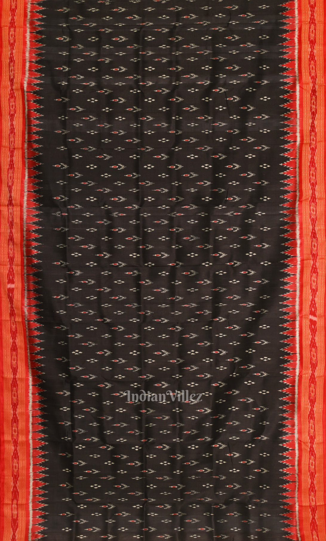 Red Black Mayur Chandrika Odisha Ikat Khandua Silk Saree 