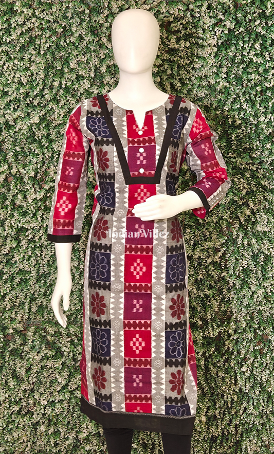 Multi Color Utkalalaxmi Odisha Ikat Designer Cotton Kurti for Women
