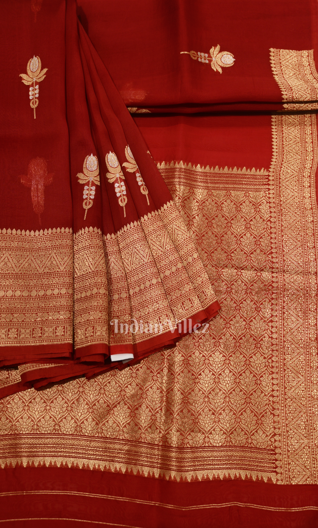 Maroon Golden Katan Banarasi Silk Saree 