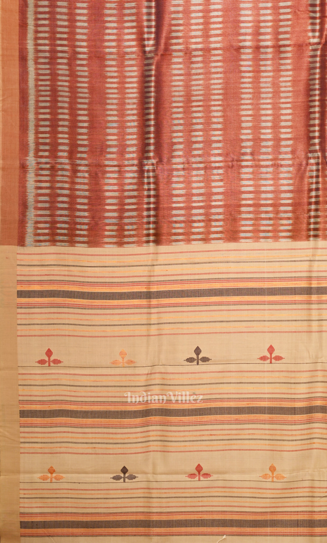 Maroon Beige Gopalpur Tussar Silk Saree 