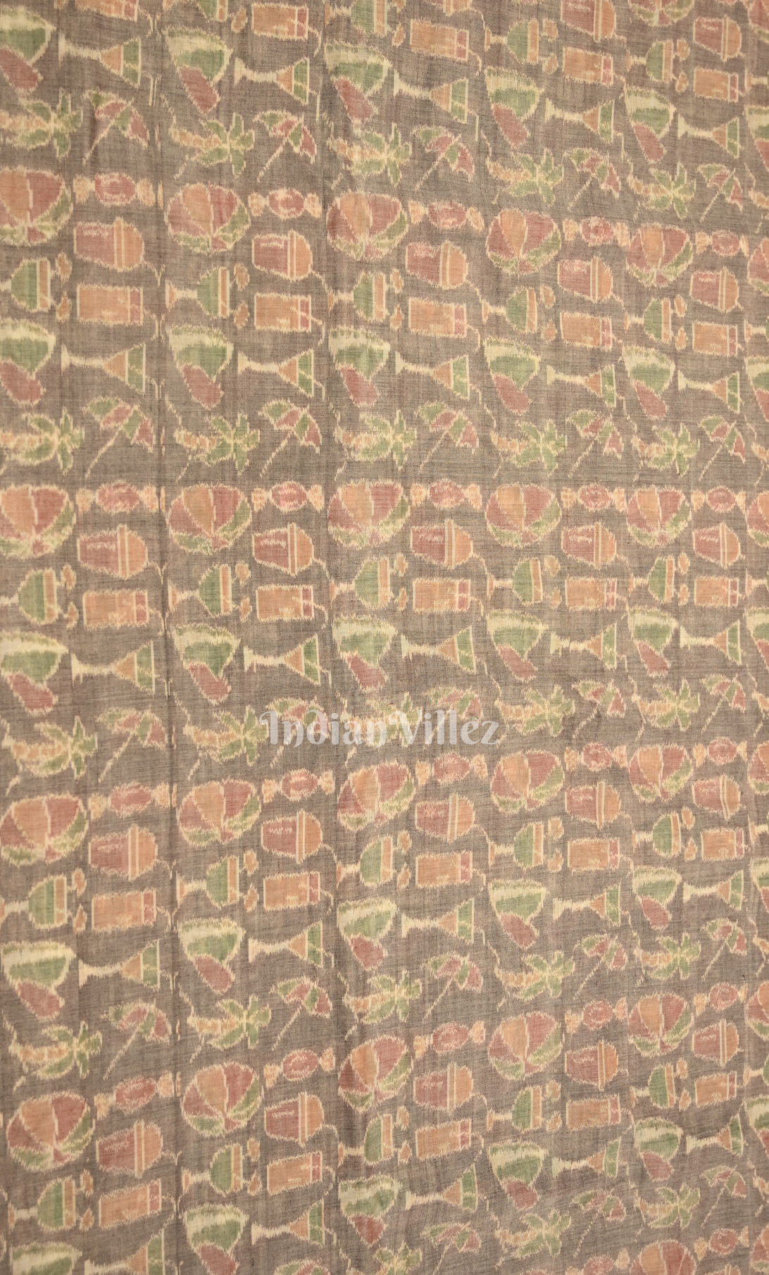 Grey Purple Odisha Ikat Sambalpuri Cotton Fabric 