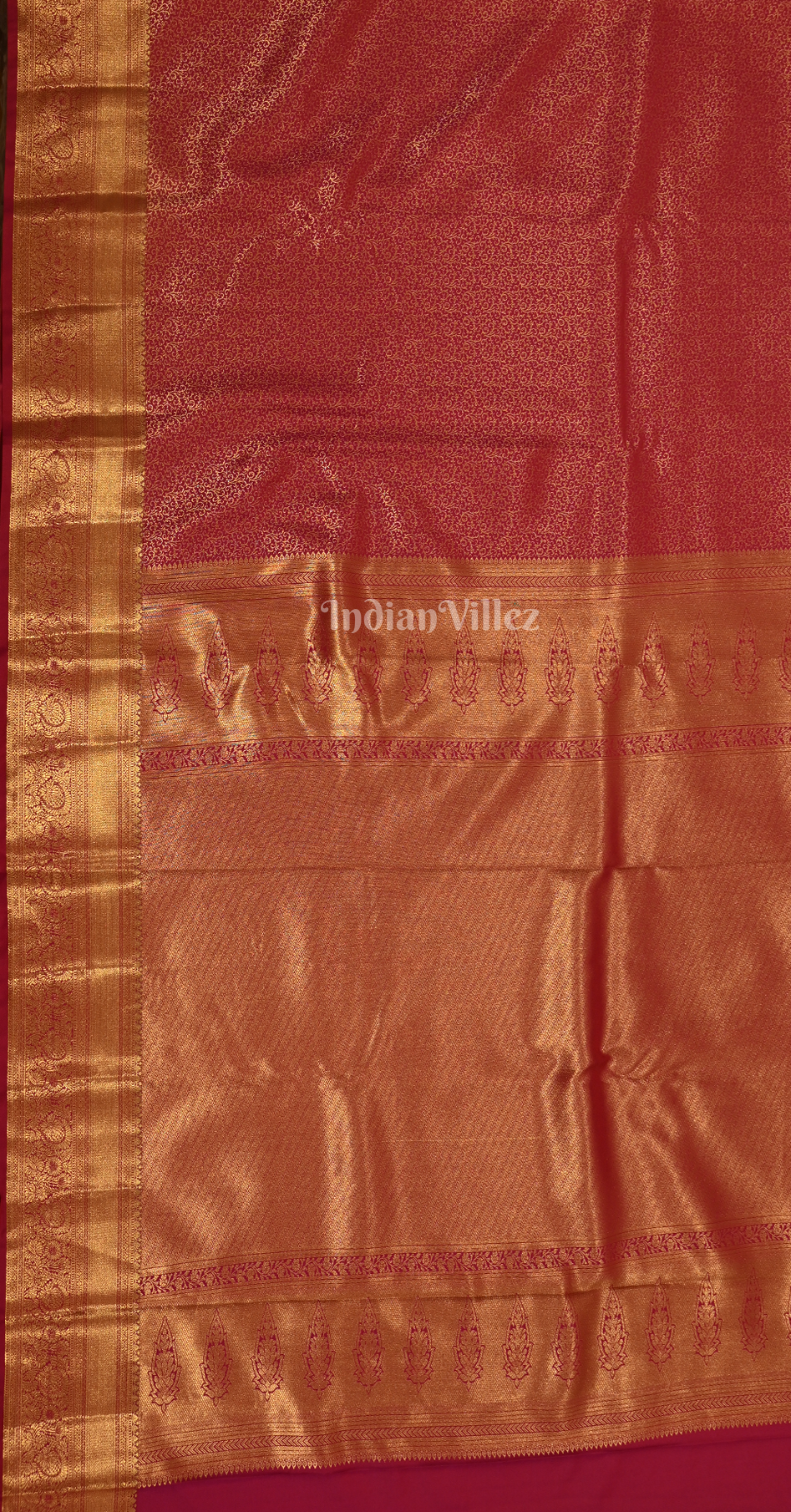 Rani Pink Floral Pure Brocade Kanjivaram Silk Saree
