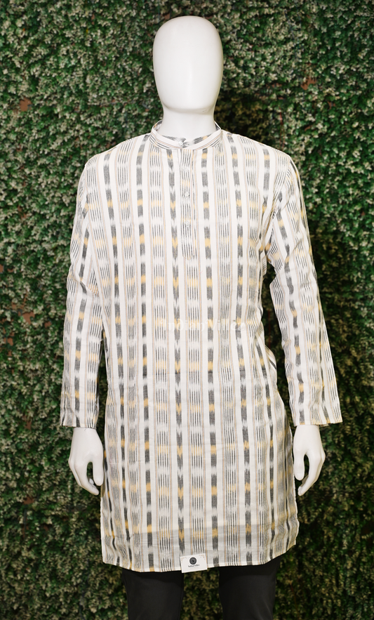 Off White Odisha Ikat Sambalpuri Cotton Kurta For Men