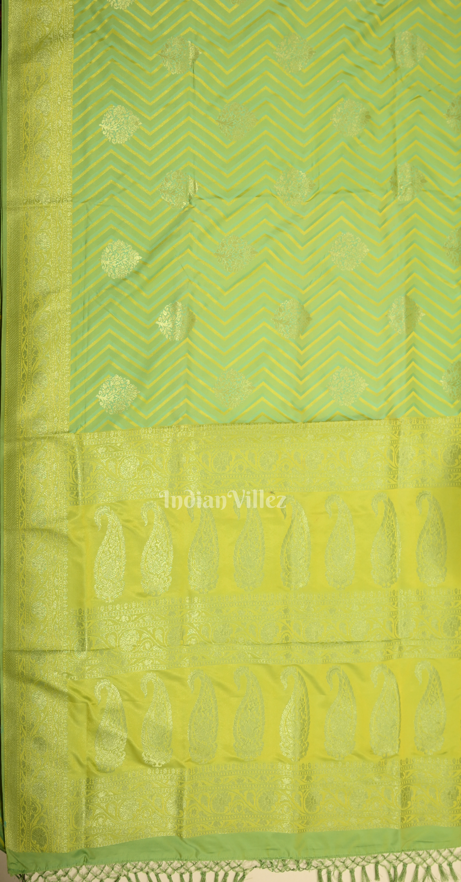 Green Two Tone Leheriya Banarasi Satin Silk Saree