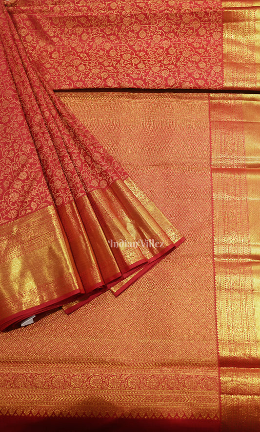 Royal Red Bridal Pure Brocade Kanjivaram Tissue Silk Saree 