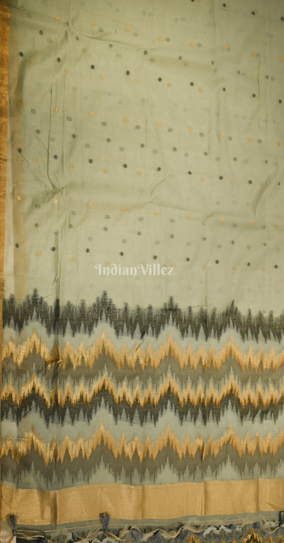 Grey Spun Weaving Silk Saree