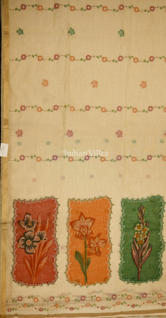 Ghee Munga Cotton Saree with Floral Weaving Pallu 