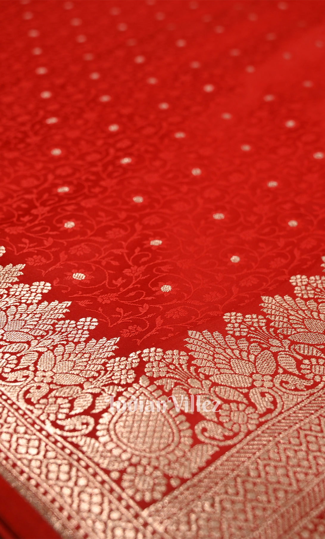 Deep Red Pure Mashru Satin Silk Banarasi Saree