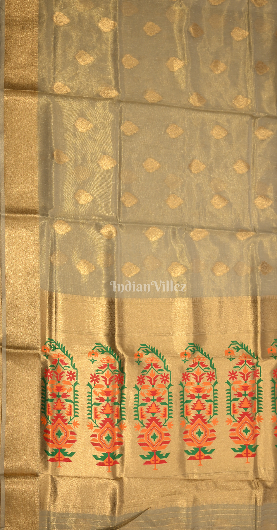 Off White Kora Tissue Saree With Paithani Pallu