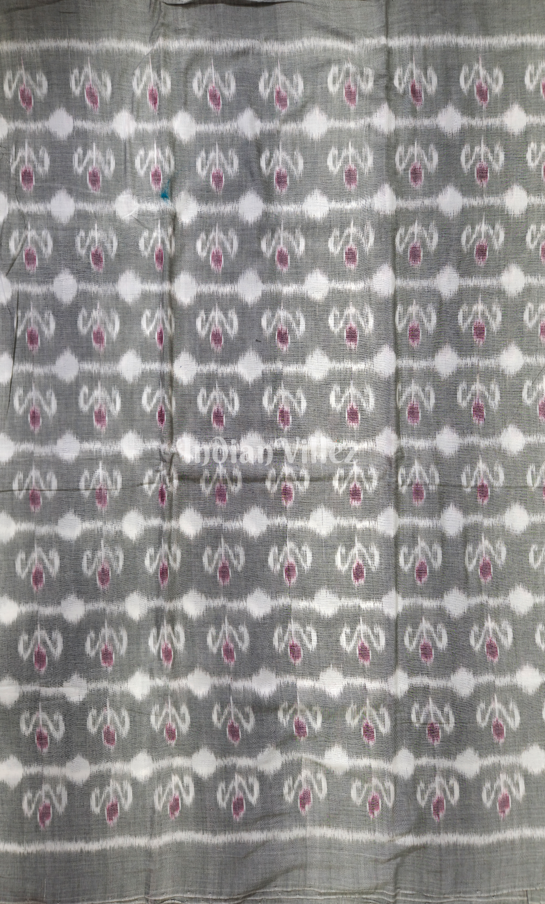 Grey Pink Odisha Ikat Sambalpuri Cotton Fabric