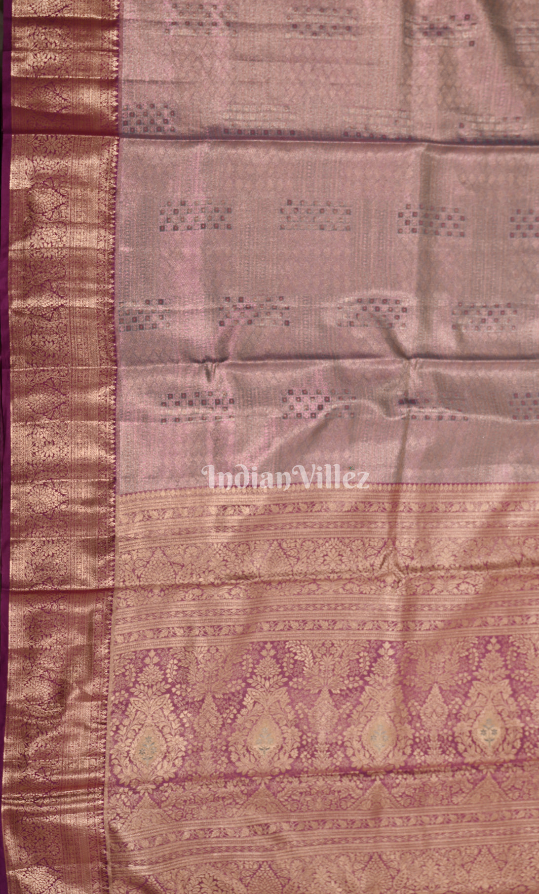 Lavender Wine Pure Kanjivaram Tissue Silk Saree 