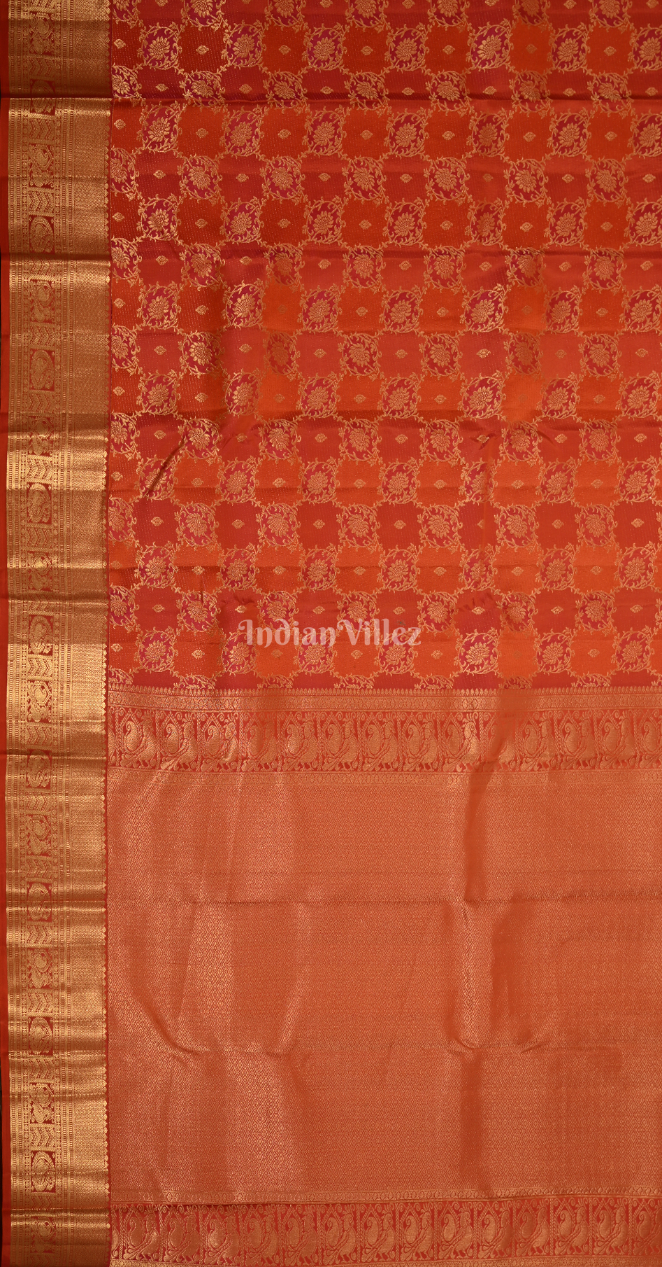 Exclusive Red  Pink Dual Tone Brocade Pure Kanjivaram Silk Saree 