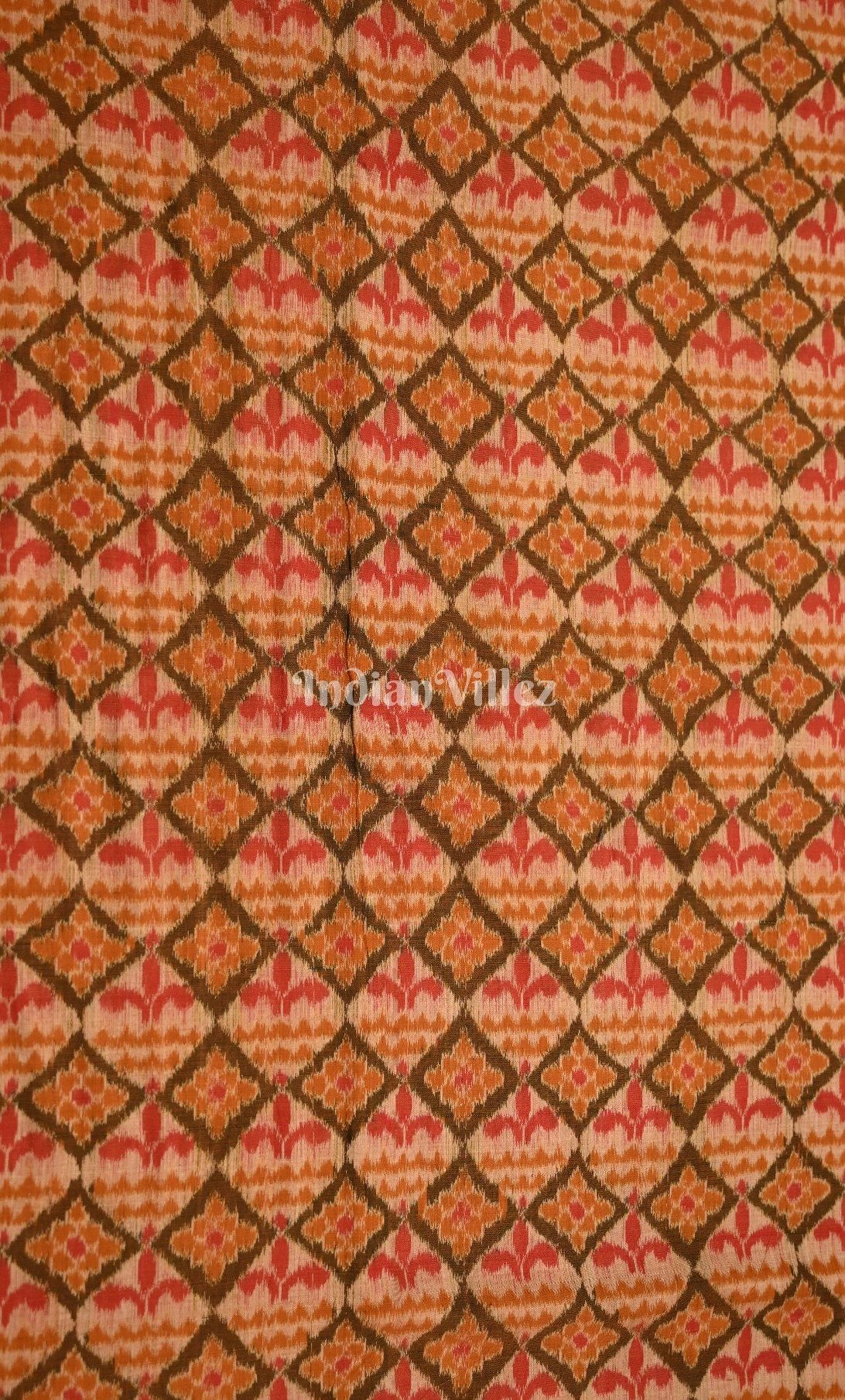 Mustard Yellow Red Sambalpuri Odisha Ikat Cotton Fabric 