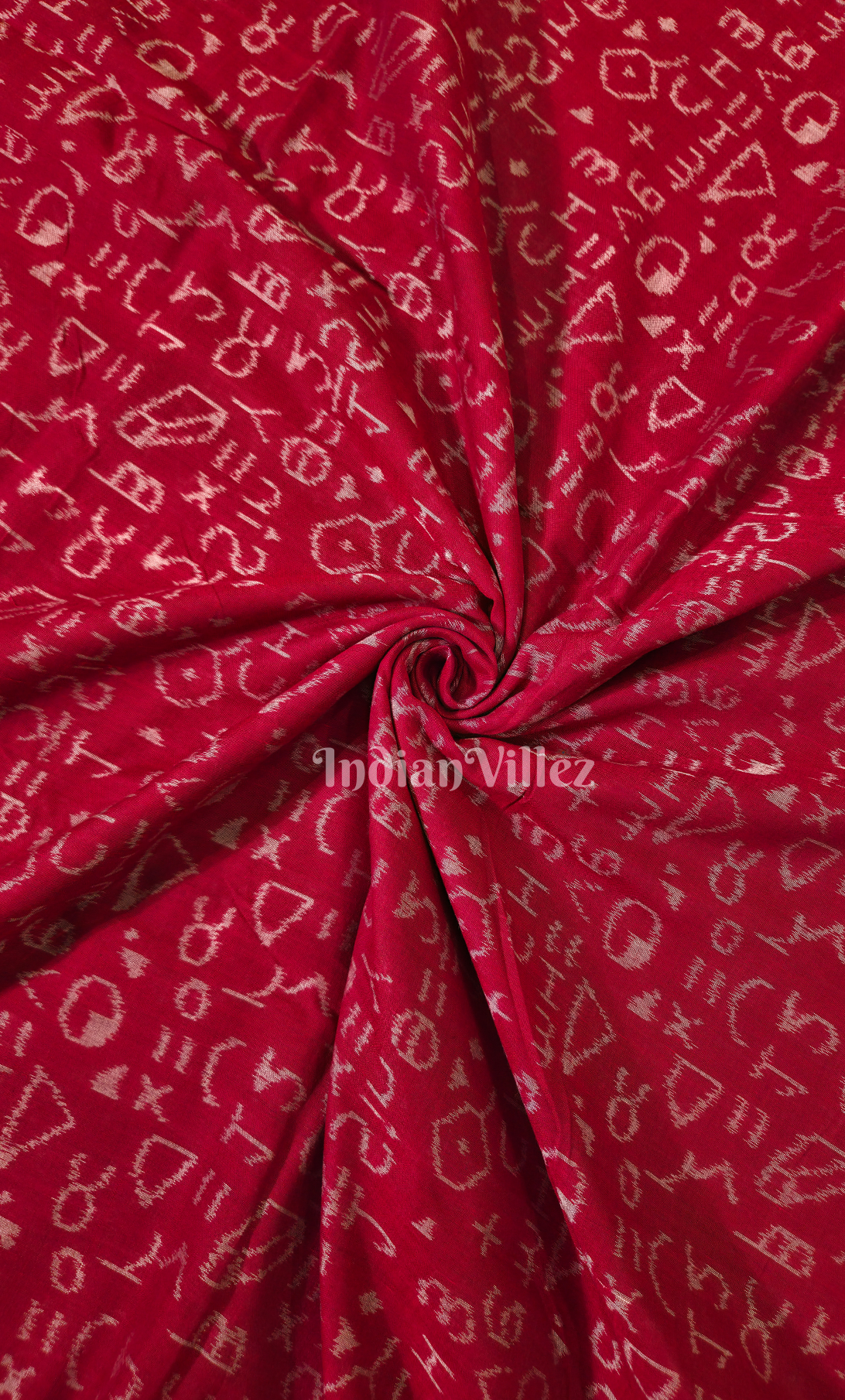 Red Chemical Formula Theme Odisha Ikat Sambalpuri Cotton Fabric