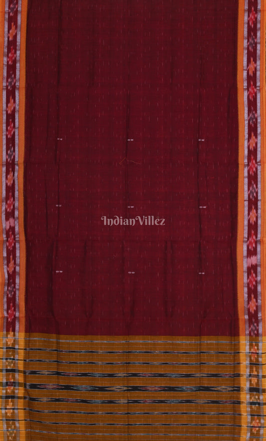 Purple Brown Odisha Ikat Maniabandha Cotton Saree 