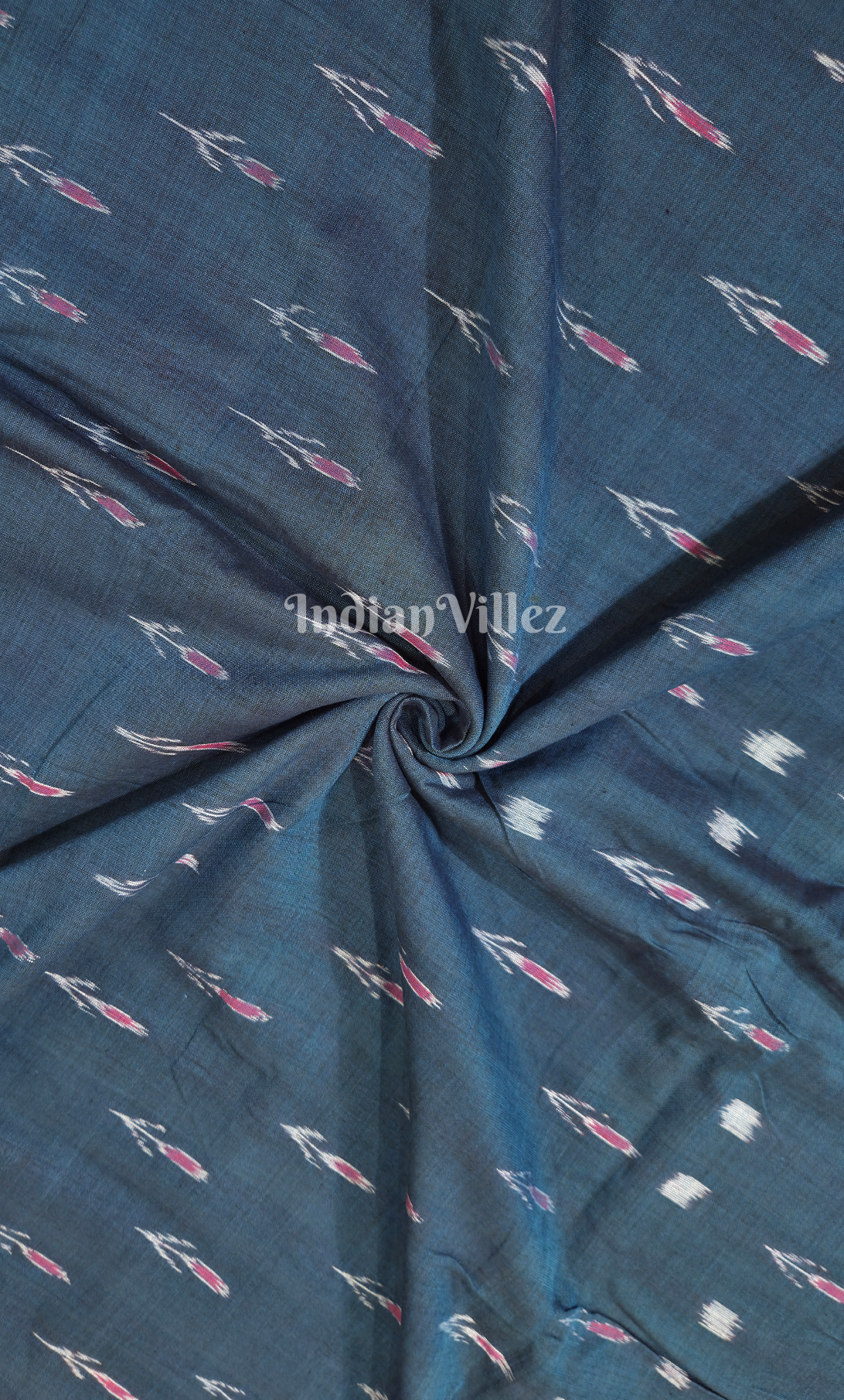 Peacock Blue Mayur Chandrika Design Odisha Ikat Sambalpuri Cotton Fabric 