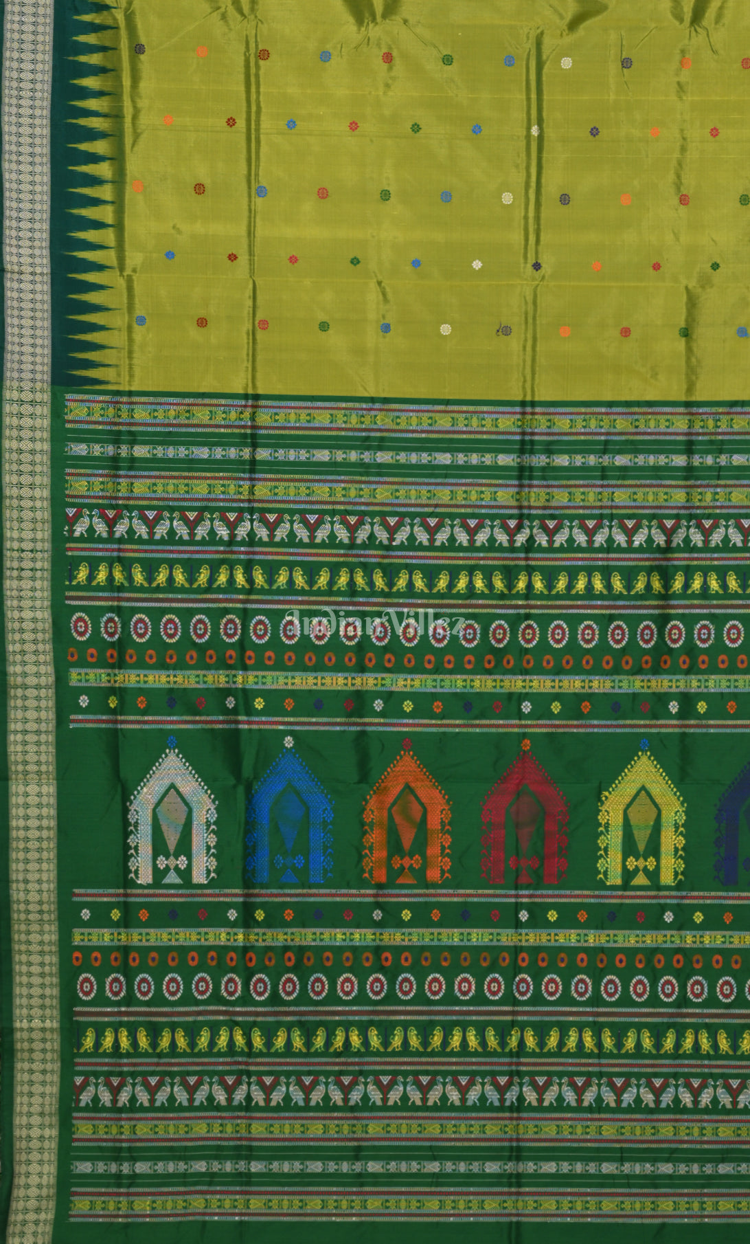Mehendi Green Dolabedi Odisha Ikat Bomkai Sambalpuri Silk Saree
