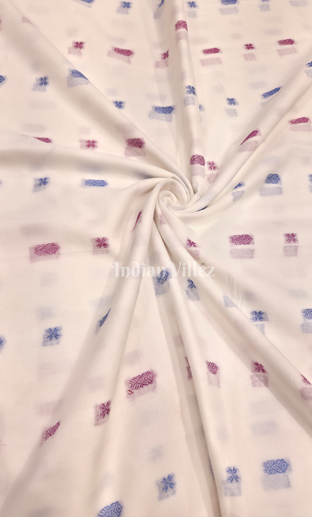 White with Multicolor Fish & Buti Motif Odisha Ikat Bomkai Cotton Fa