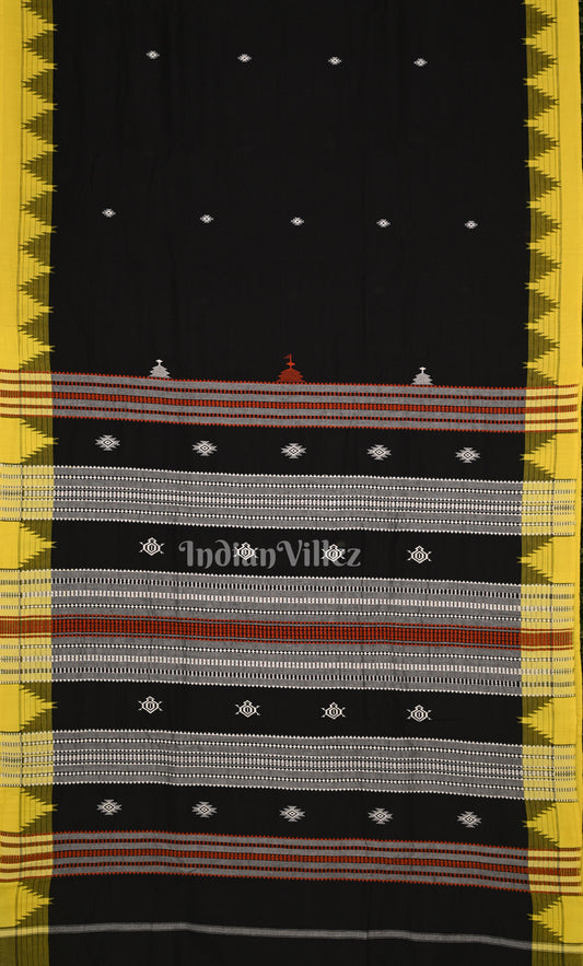 Black Yellow Odisha Handloom Natural Dye Kotpad Tussar Saree