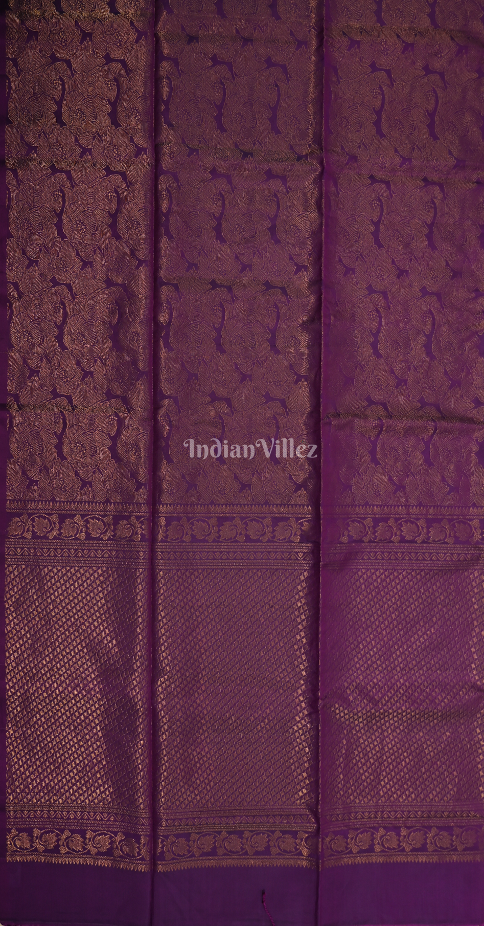 Purple Golden Floral Pure Kanjivaram Soft Silk Saree