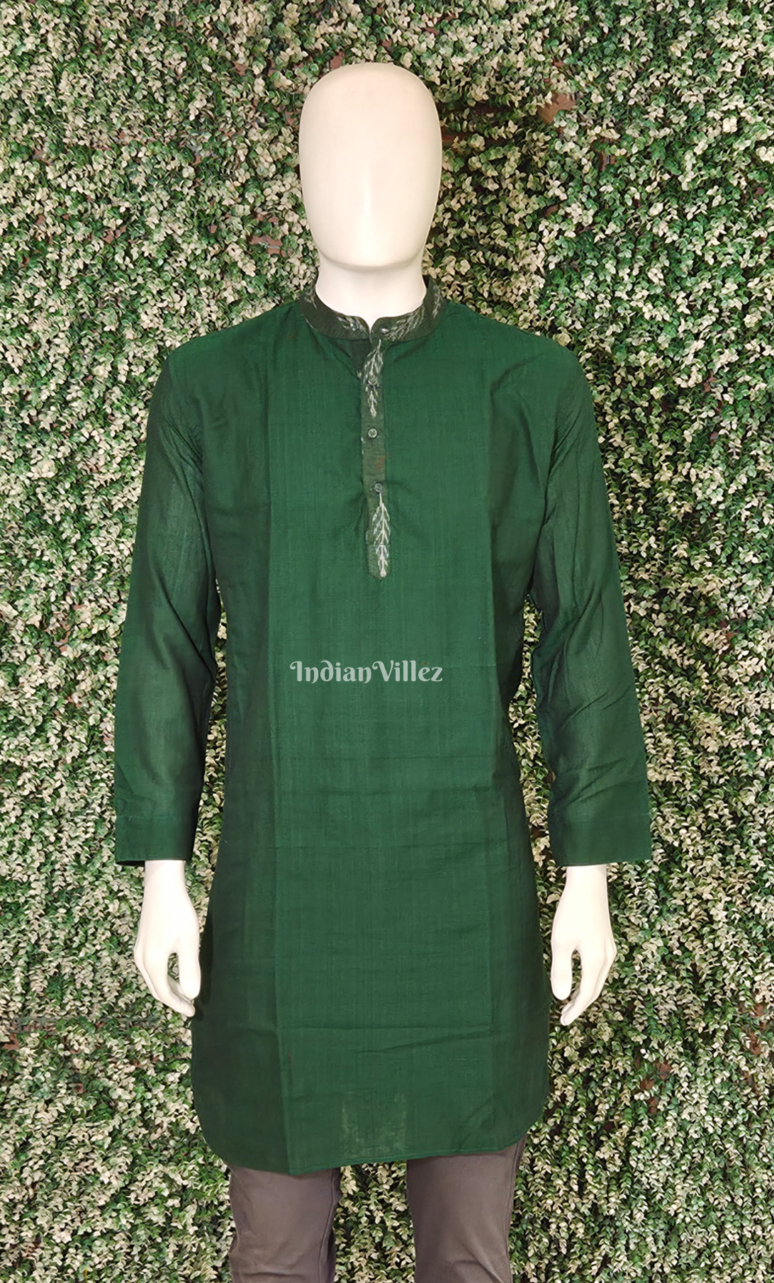 Green Odisha Ikat Cotton Kurta for Men 