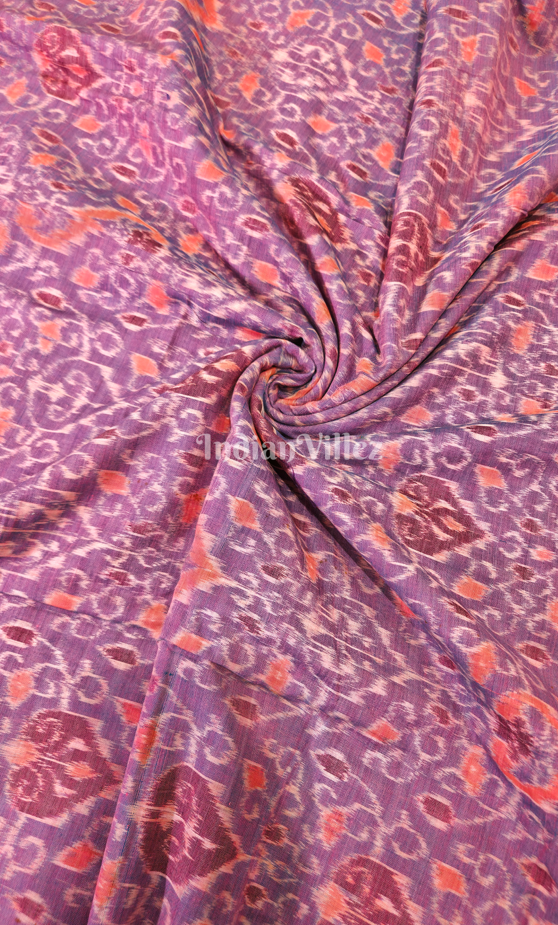 Purple Pink Floral Motif Odisha Ikat Sambalpuri Cotton Fabric 