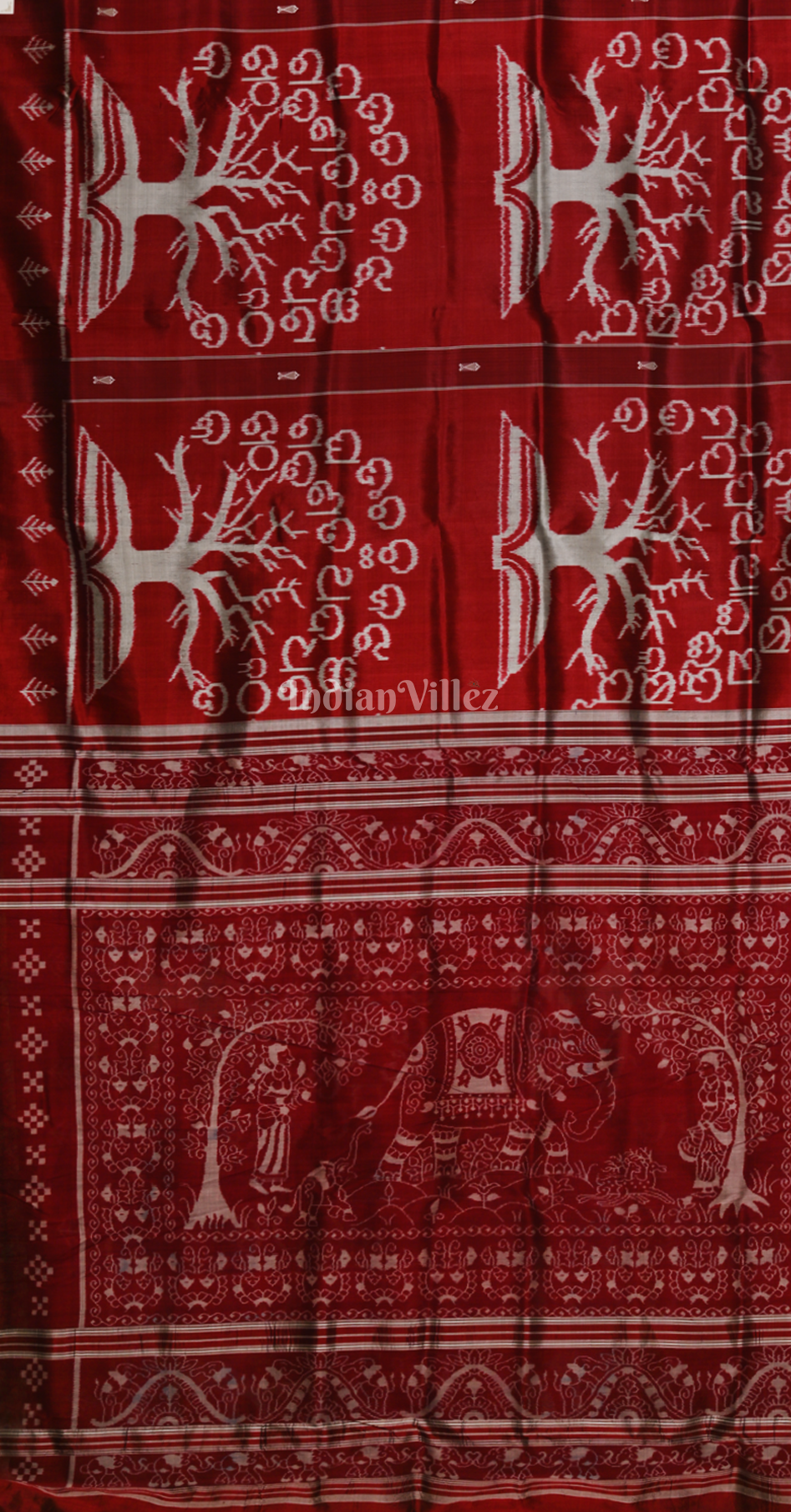 Maroon Odia Barnamala Odisha Ikat Contemporary Designer Silk Saree