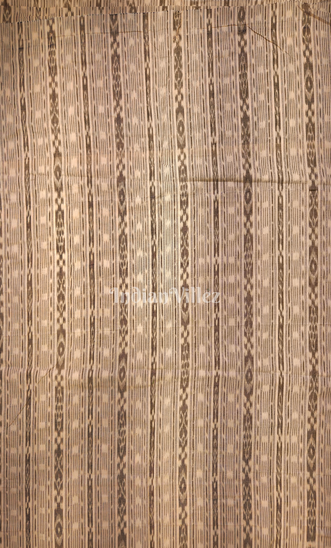 Cream Stripes Sambalpuri Odisha Ikat Cotton Fabric