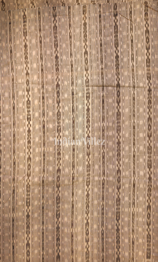Cream Stripes Sambalpuri Odisha Ikat Cotton Fabric
