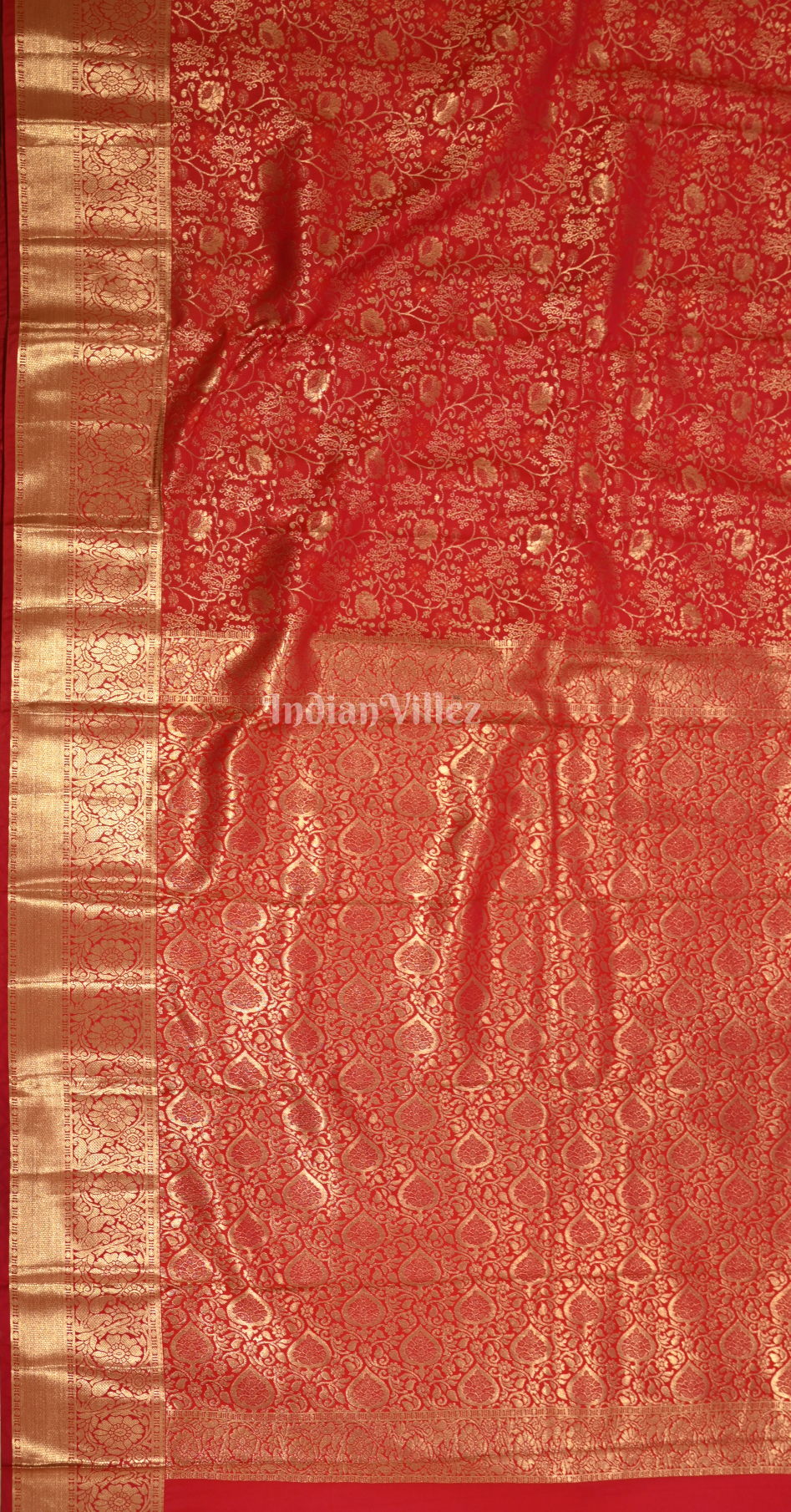 Red Floral Buttas Pure Brocade Kanjivaram Silk Saree