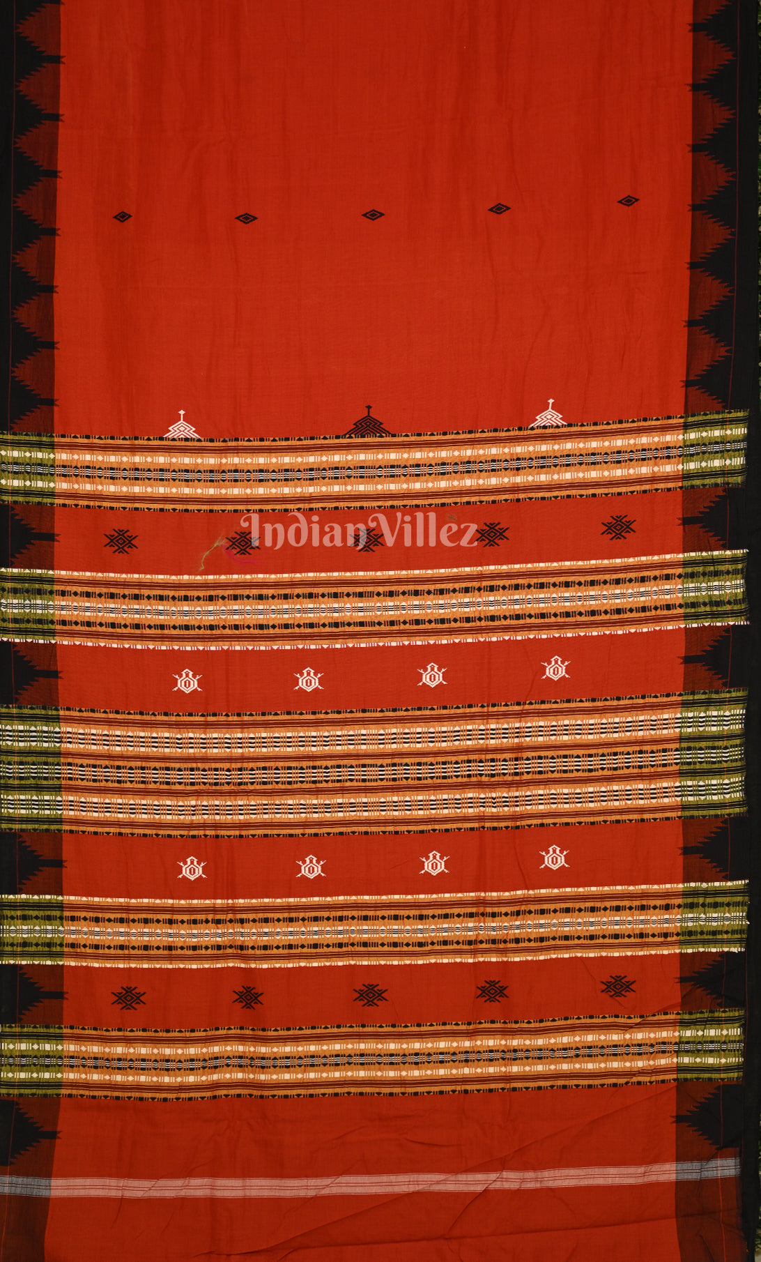 Red Black Odisha Handloom Natural Dye Kotpad Tussar Saree