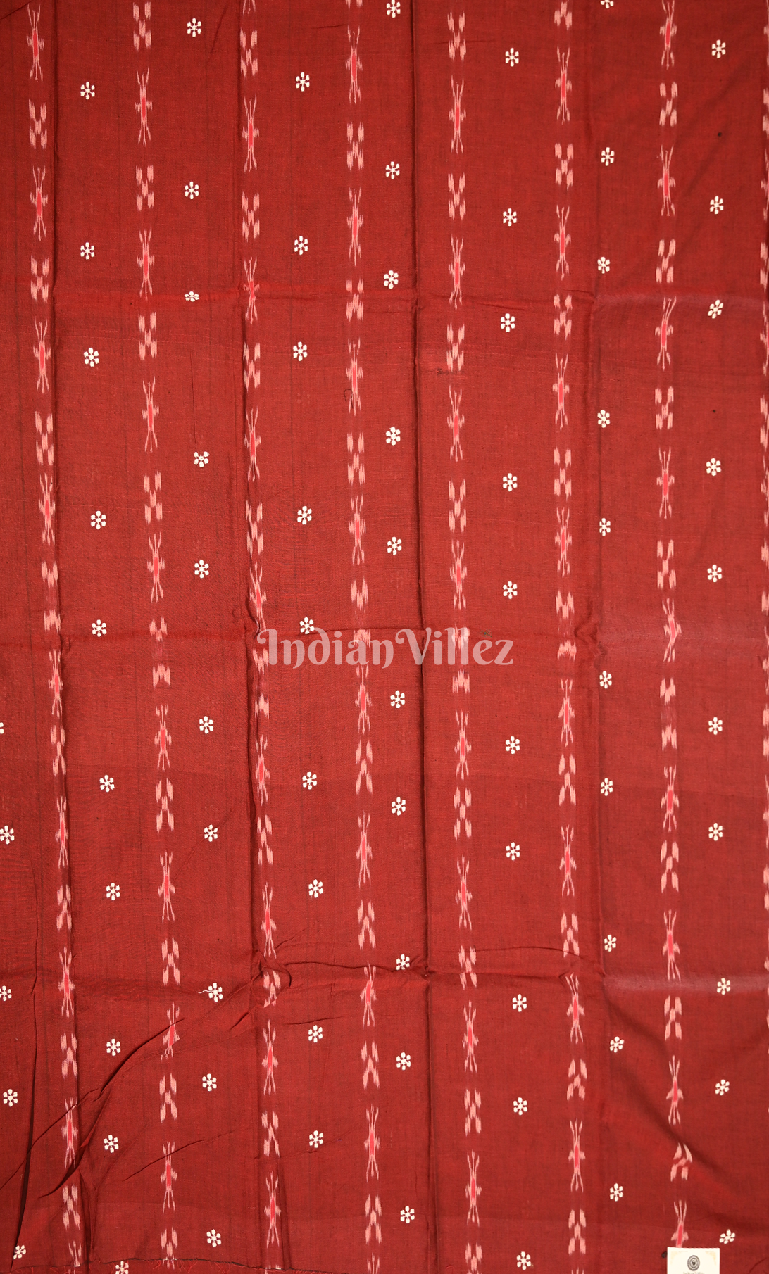 Red Black Flower Pasapali Odisha Ikat Sambalpuri Cotton Dress set with Dupatta 