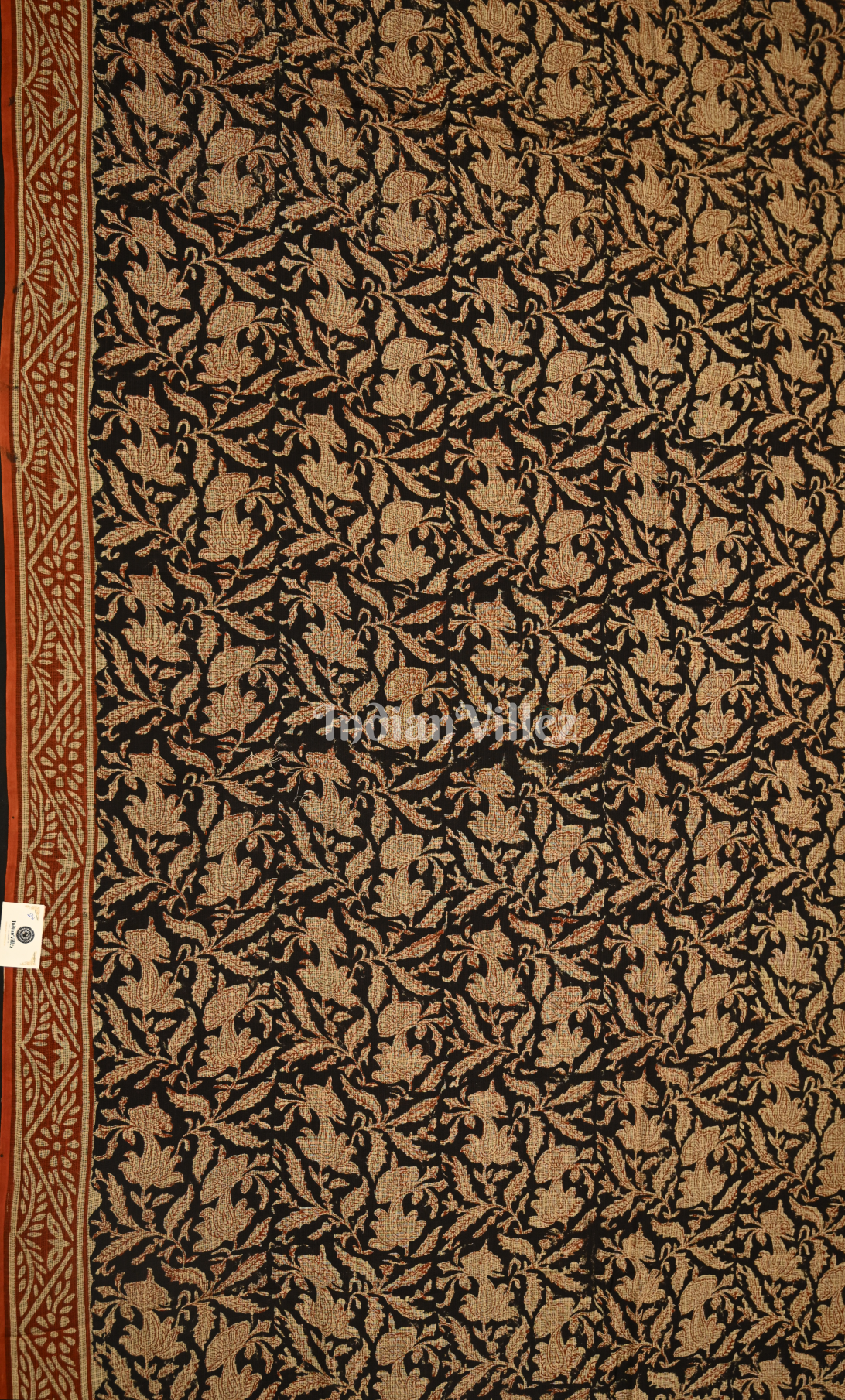Black with Multicolour Bagru Block Printed Cotton Suit Sets 