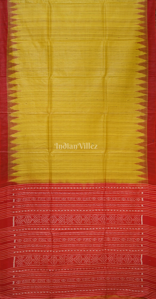 Mehendi  Green Red Gopalpur Tussar Silk Saree 