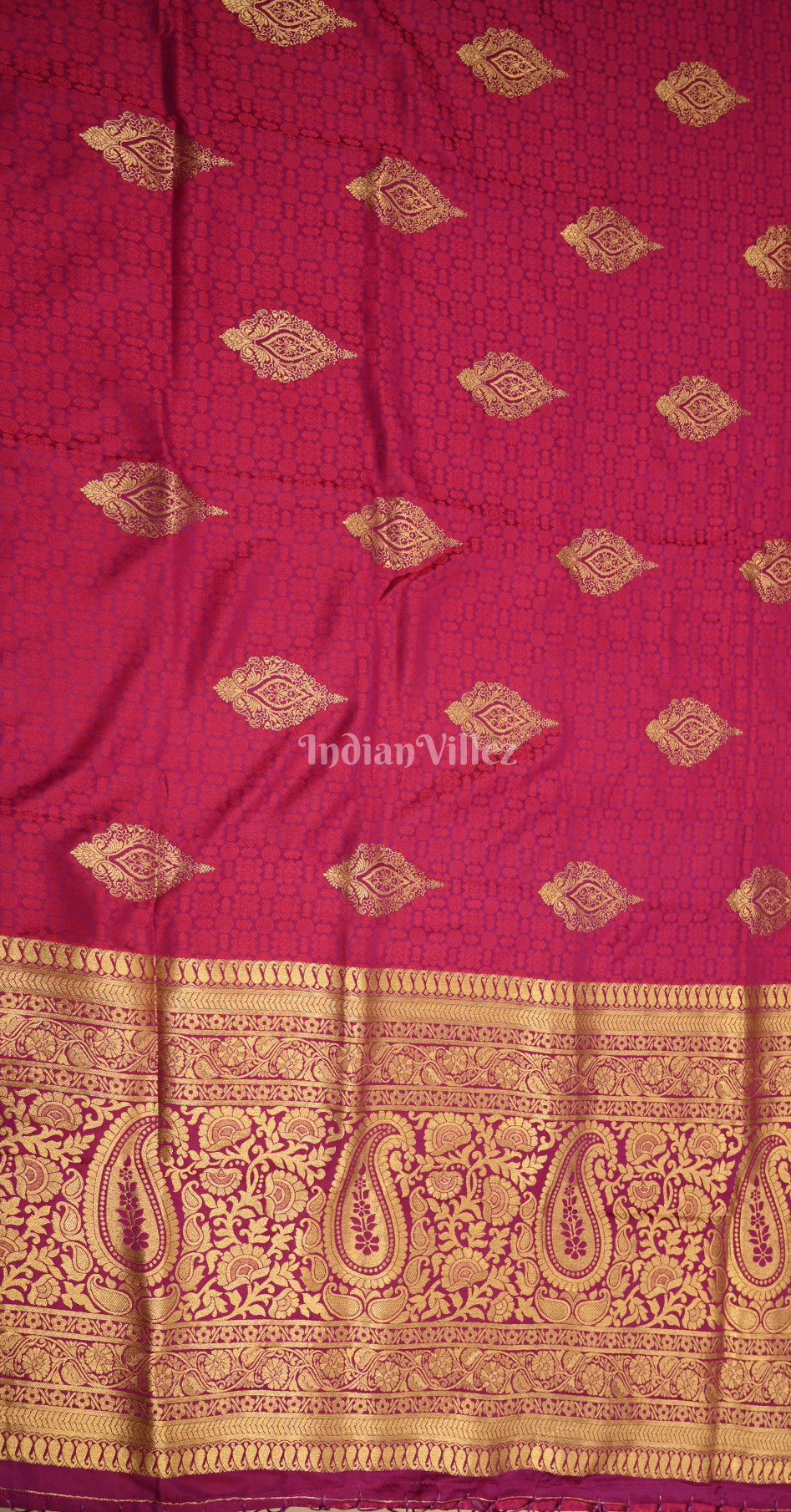 Magenta Pink Pure Satin Weaving Silk Saree With Blouse Piece