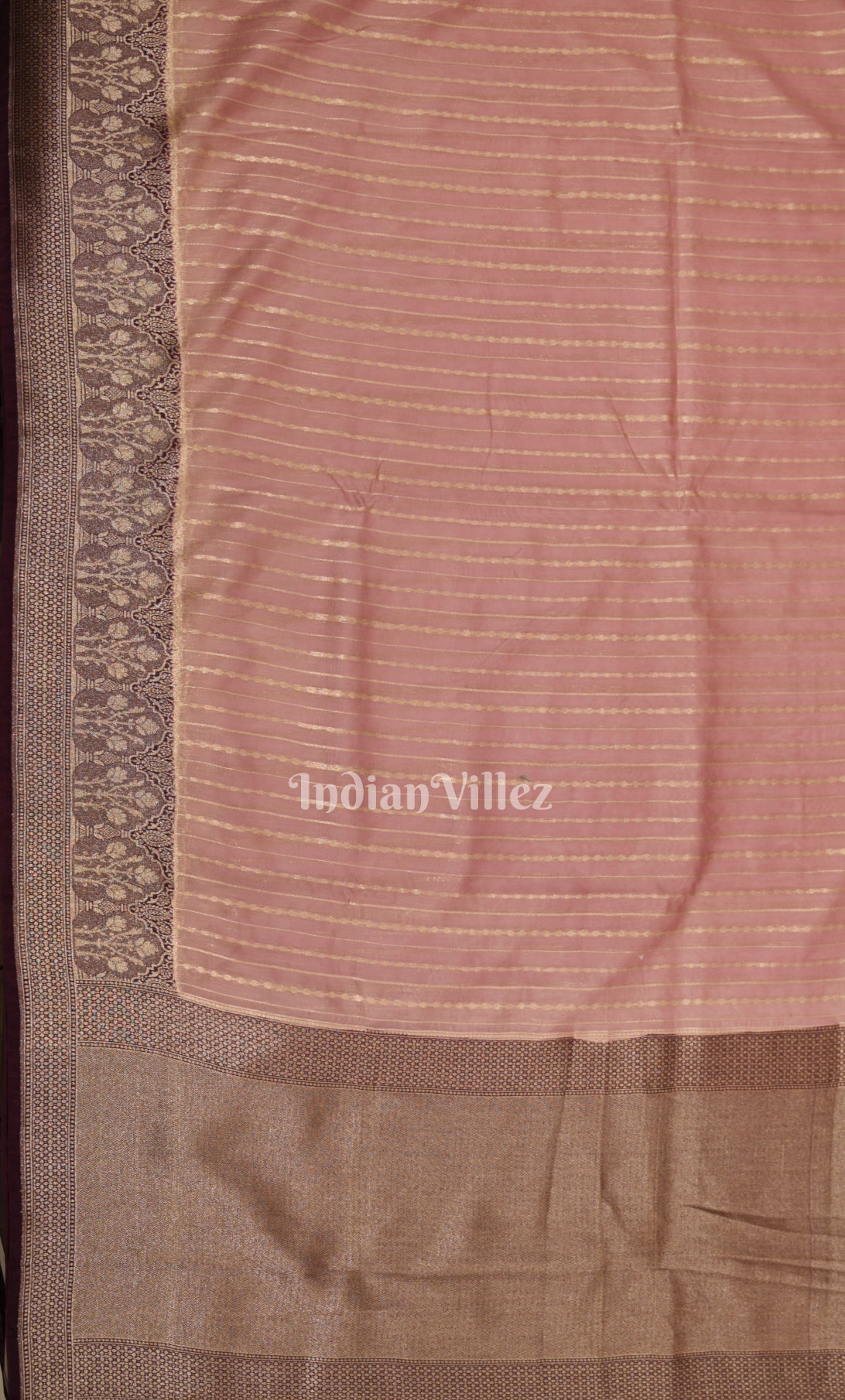 Peach Coffee Pure Moonga Muslin Banarasi Silk Saree