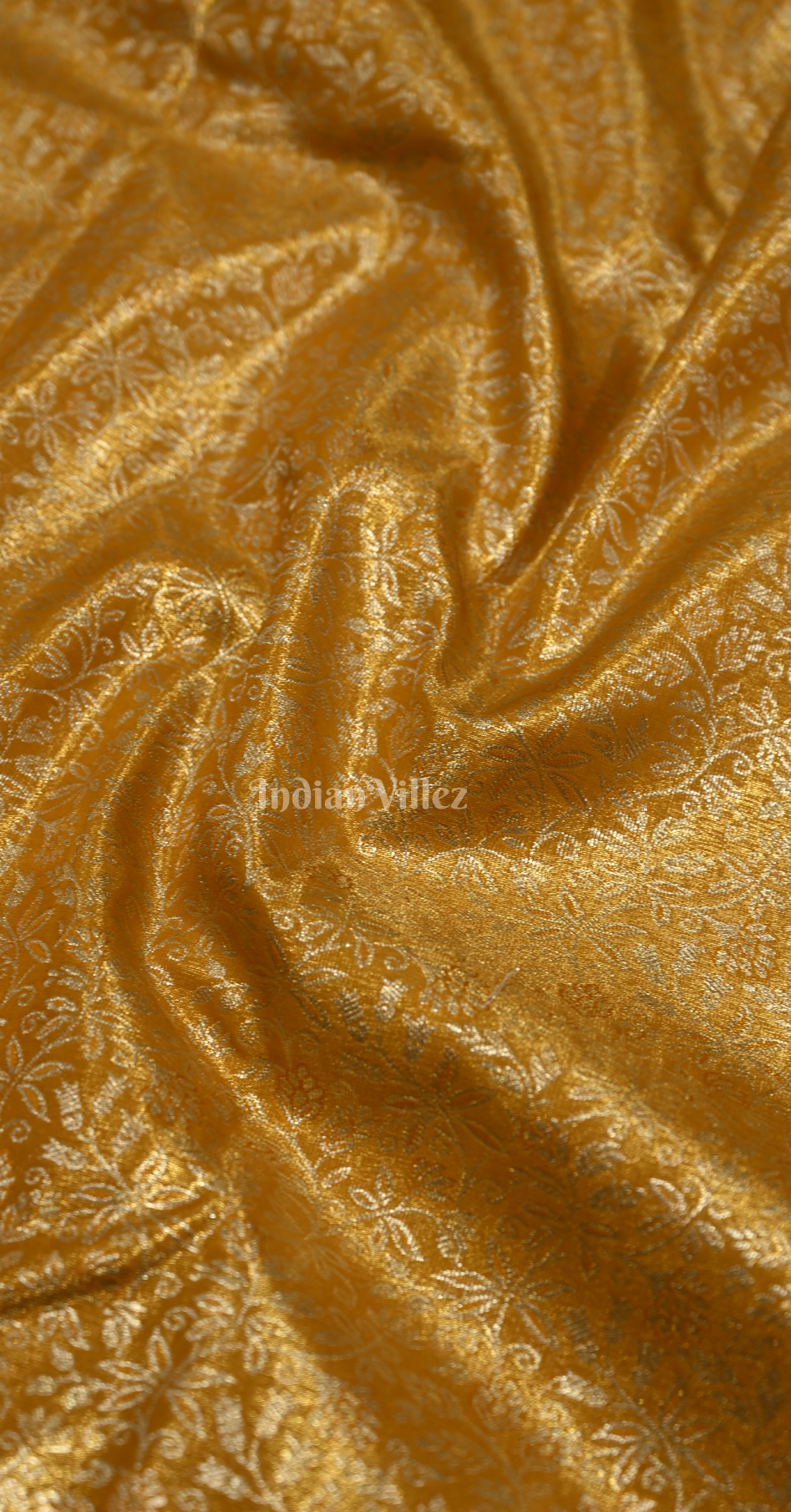 Exclusive Golden Yellow Floral  Brocade Pure Kanjivaram Tissue Silk Saree 