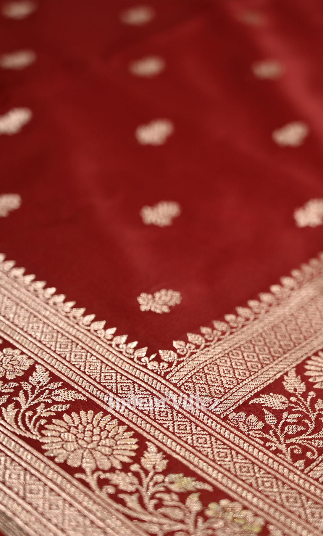 Maroon Red Pure Mashru Satin Silk Banarasi Saree 