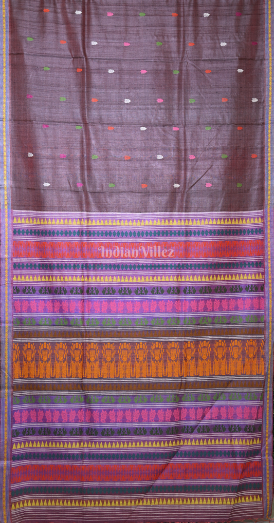 Plum Purple Ramachandrapedi Gopalpur Tussar Silk Saree