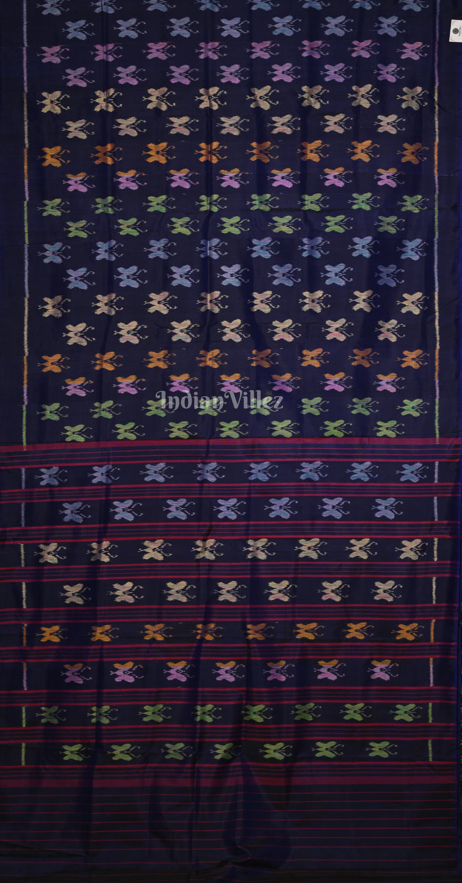 Navy Blue Butetrfly Theme Odisha Ikat Contemporary Designer Silk Saree 