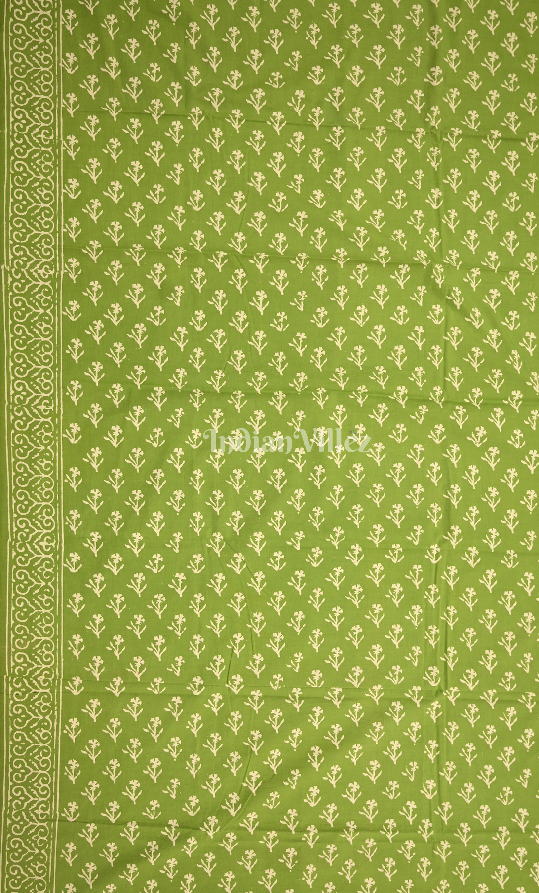 Green Block Printed Cotton Suit Sets 